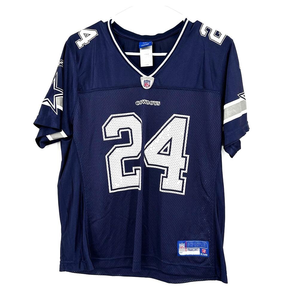 RBK Size Youth Large Dallas Cowboys NFL Jersey Blue 24 100% Nylon Sportswear